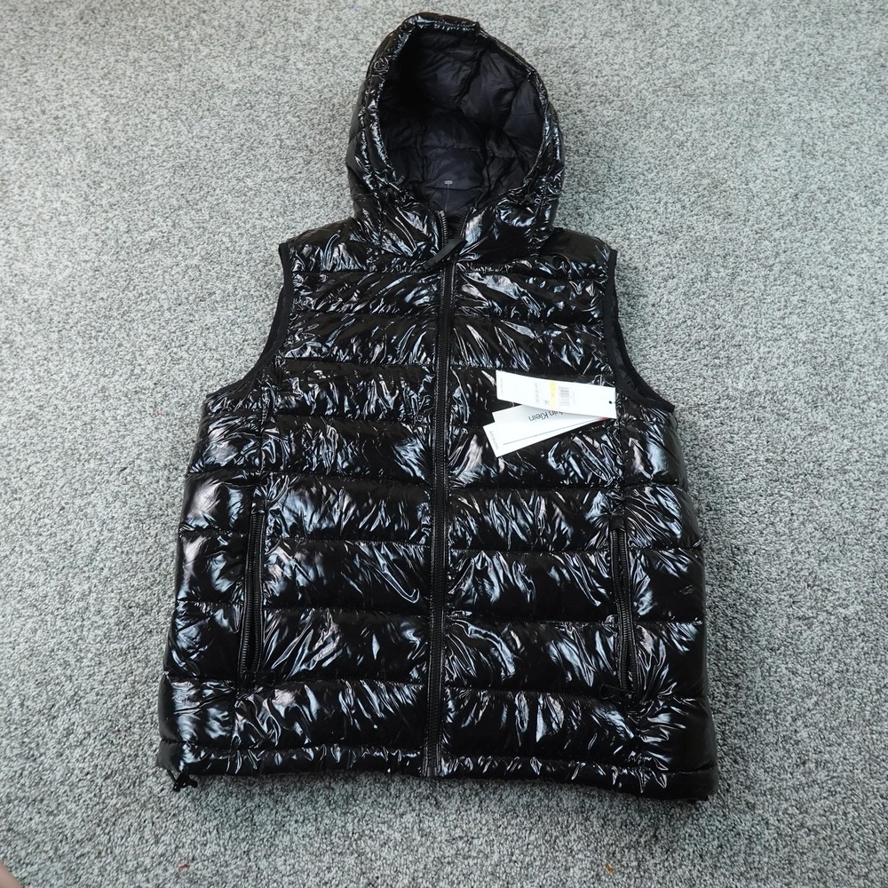 NEW Calvin Klein Vest Mens M Black Quilted Insulated Puffer Full Zip Jacket Coat